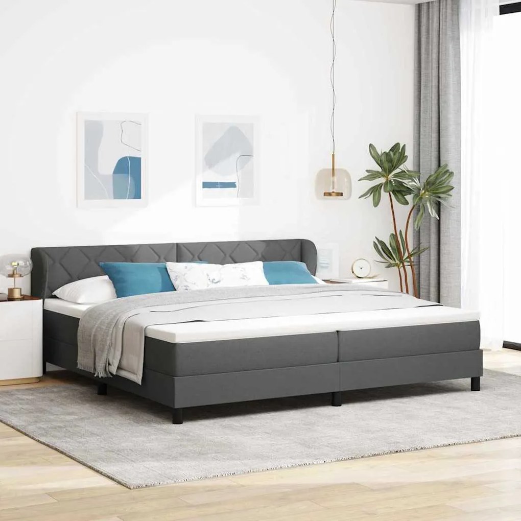 vidaXL Κρεβάτι με Στρώμα Γκρυ 200x200 εκ. Υφάσματος