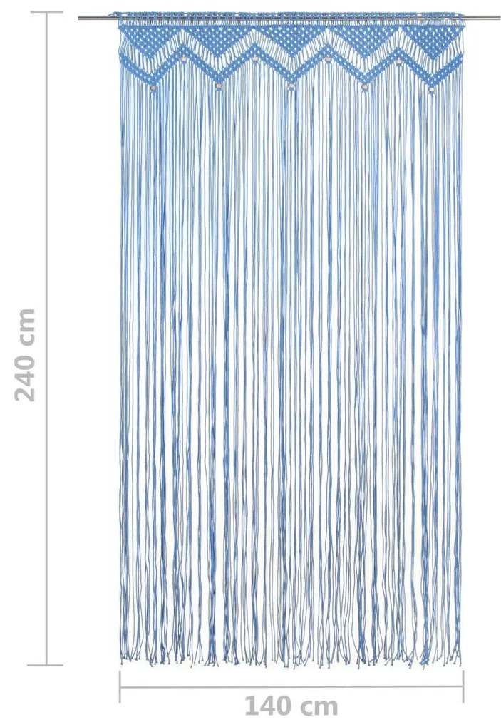 Κουρτίνα Μακραμέ Μπλε 140 x 240 εκ. Βαμβακερή - Μπλε