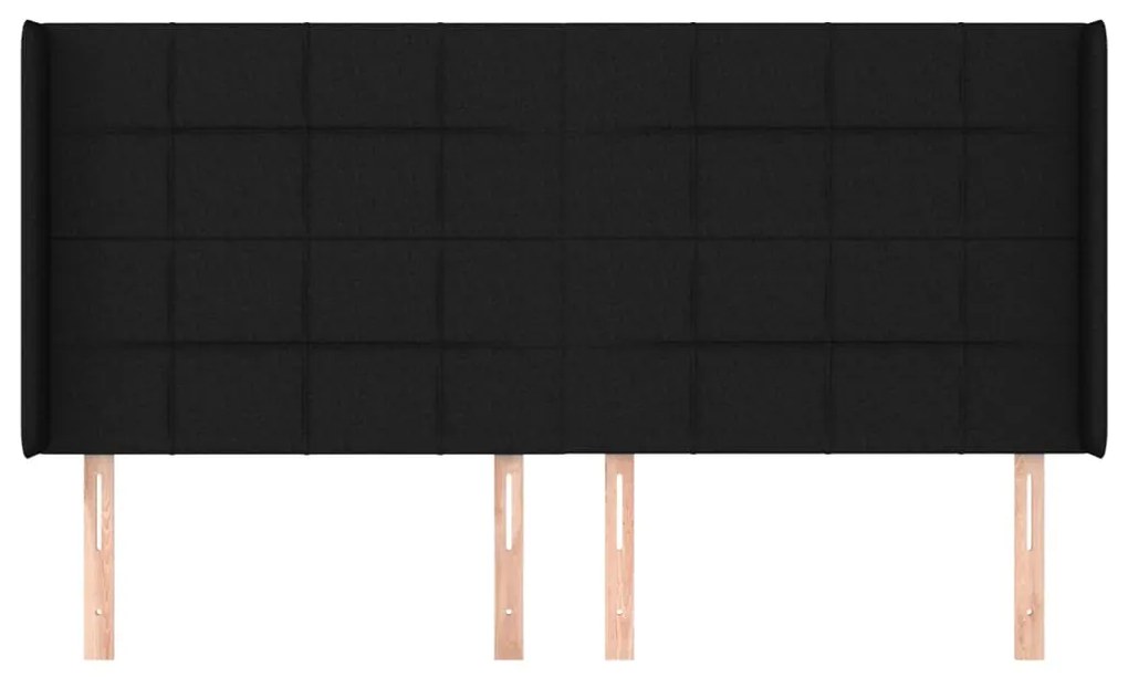 Κεφαλάρι με Πτερύγια Μαύρο 183x16x118/128 εκ. Υφασμάτινο 3119596