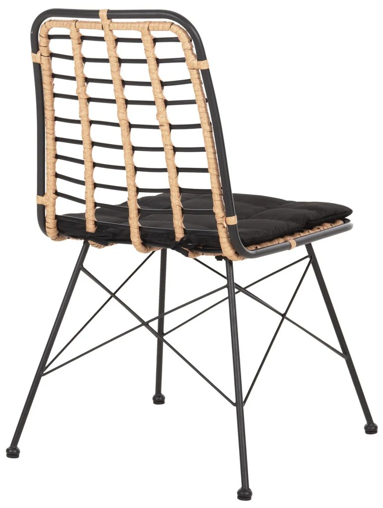 Καρέκλα ALLEGRA C5691.11 Μεταλλική με Wicker Μπεζ - Μαύρο 51x54x84Υεκ. 51x54x84 εκ.