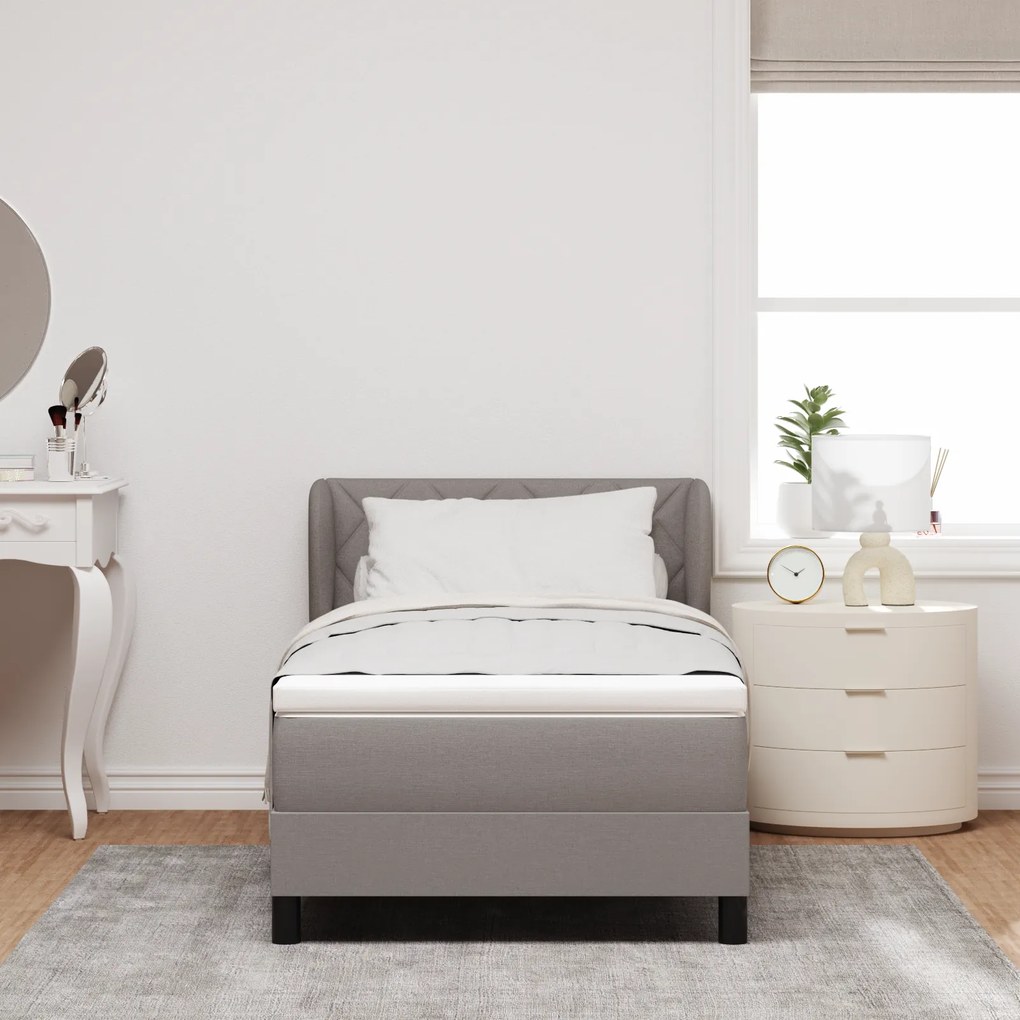 vidaXL Κρεβάτι Box Spring με Στρώμα σε Ταούπ, 90x200 εκ. Ύφασμα