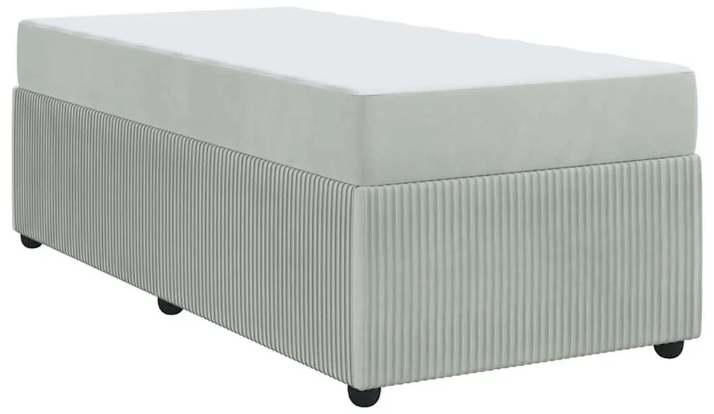 vidaXL Σκελετός Κρεβατιού με στρώμα Ανοιχτό γκρι 90 x 190 cm ύφασμα