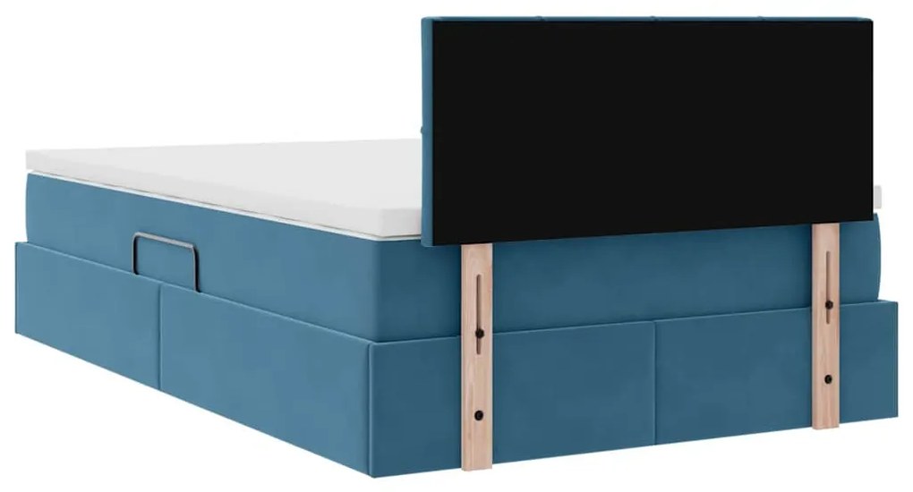 vidaXL Κρεβάτι με αποθηκευτικό χώρο και LED Σκούρο Μπλε 120 x 200 cm