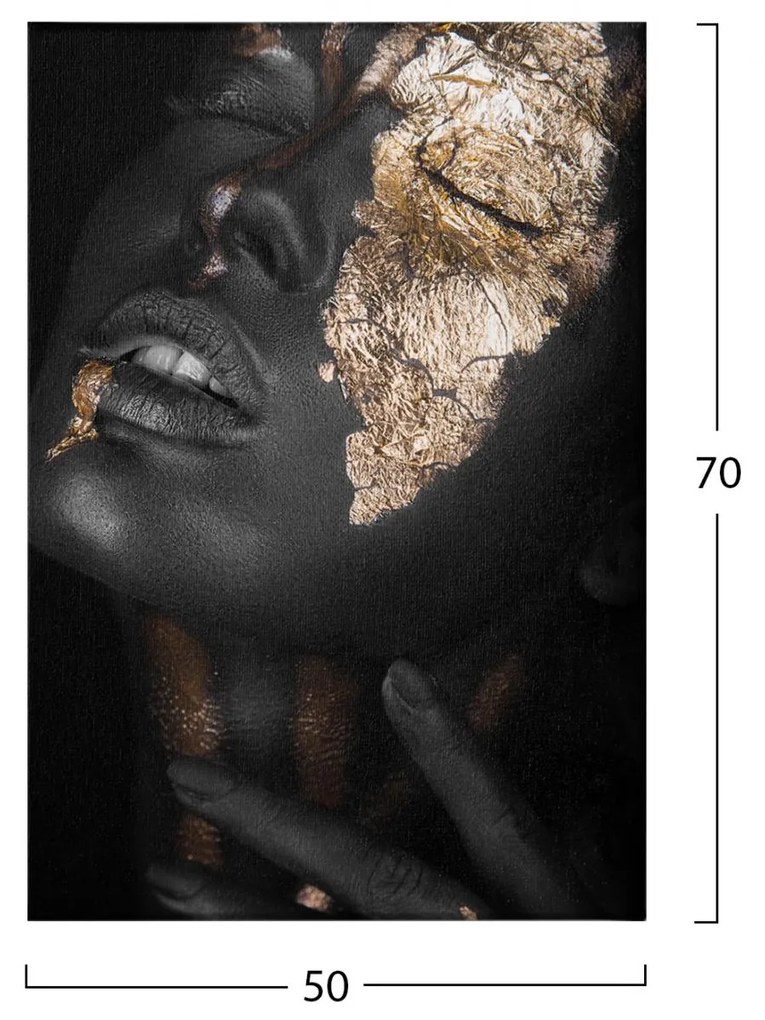 ΠΙΝΑΚΑΣ ΚΑΜΒΑΣ DARK SKINNED GIRL WITH GOLD MAKEUP  50X3X70 εκ.