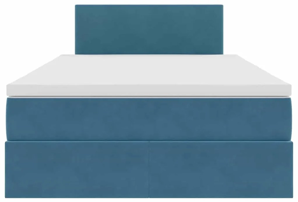 vidaXL Κρεβάτι με αποθηκευτικό χώρο και LED Σκούρο Μπλε 120 x 200 cm