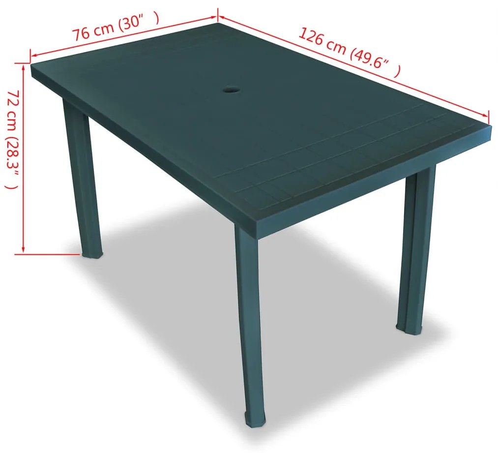 vidaXL Τραπέζι Κήπου Πράσινο 126 x 76 x 72 εκ. Πλαστικό