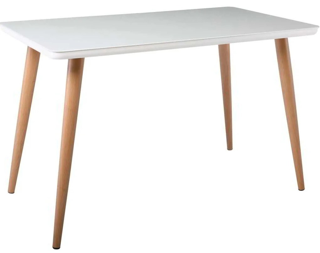 Τραπέζι UNION 120x70cm Βαφή Φυσικό/Γυαλί Άσπρο
