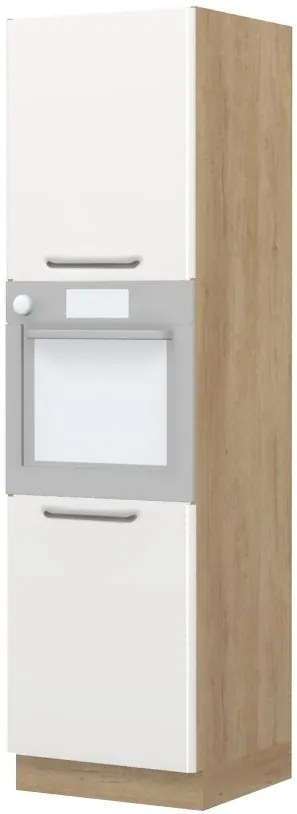 Επιδαπέδιο ντουλάπι φούρνου ψηλό Modena K21-60-2KR-Δρυς - Λευκό γυαλιστερό - 60.00Χ60.00Χ216.00cm