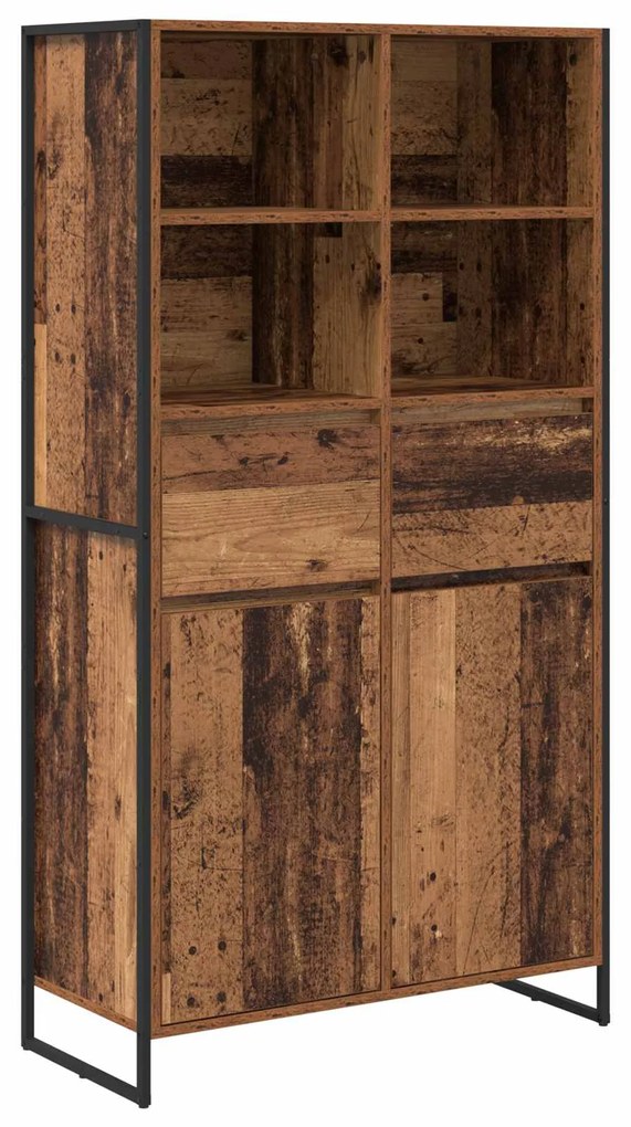 vidaXL Πλαϊνό γραφείο με συρτάρι 2 pcs Παλιό Ξύλο 81 x 36 x 150.5 εκ.