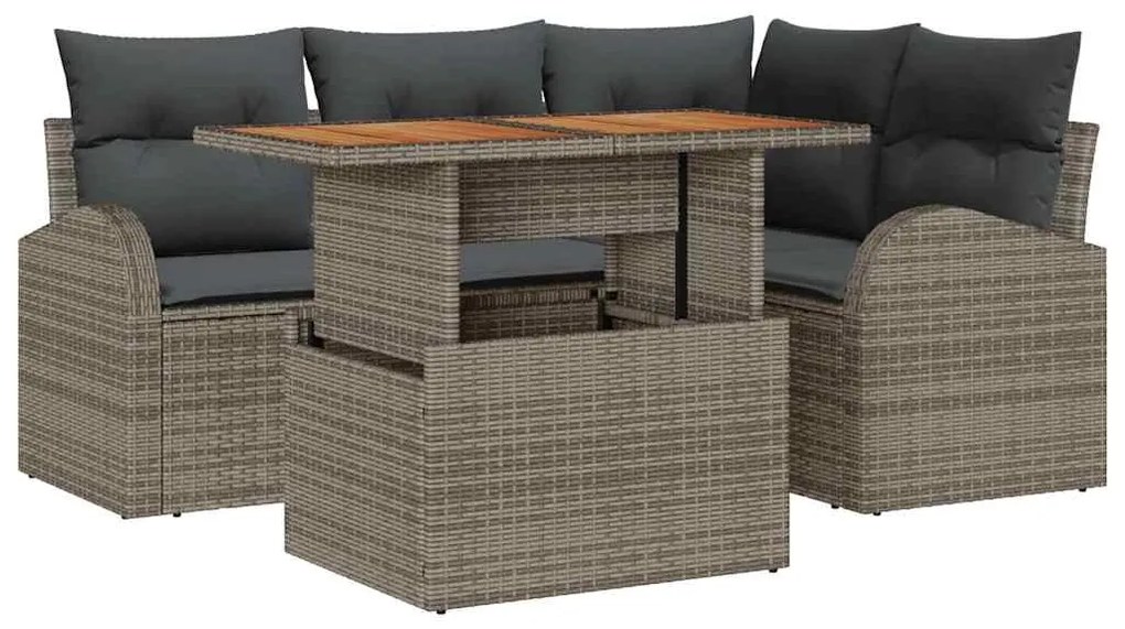 vidaXL Σετ Καναπέ Κήπου με μαξιλάρι 5 pcs Γκρι 100 x 55 x 73 εκ