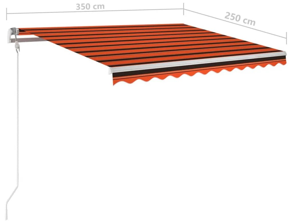Τέντα Συρόμενη Χειροκίνητη με Στύλους Πορτοκαλί / Καφέ 3,5x2,5μ - Πολύχρωμο