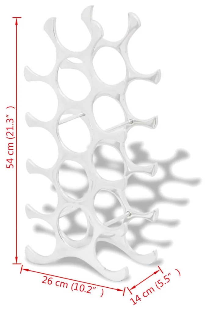 vidaXL Ραφιέρα/Σταντ Κρασιών για 15 Μπουκάλια Ασημί από Αλουμίνιο