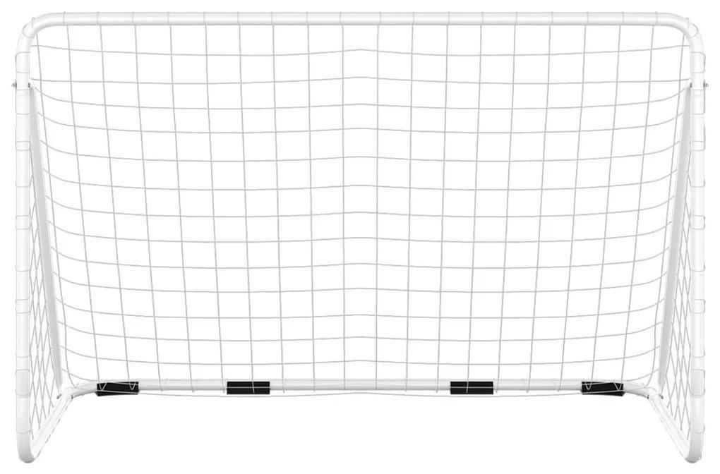 Τέρμα Ποδοσφαίρου με Δίχτυ Λευκό 180 x 90 x 120 εκ. Ατσάλινο - Λευκό