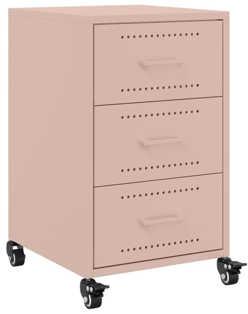 vidaXL Κομοδίνο Ροζ 36x39x59 εκ. από Χάλυβα