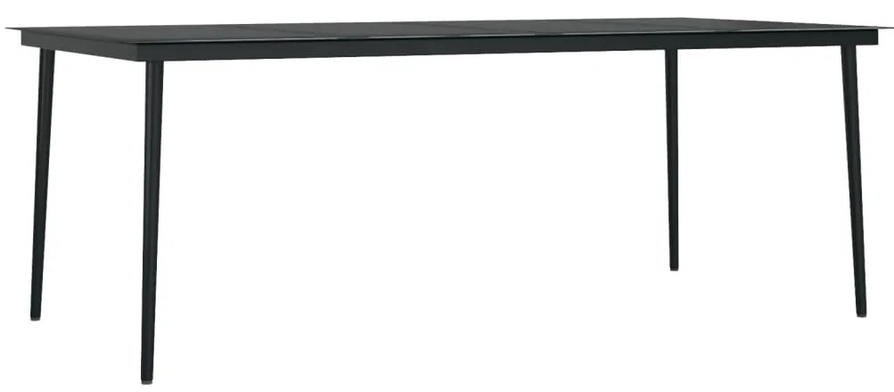 vidaXL Τραπεζαρία Κήπου Μαύρη 200 x 100 x 74 εκ. από Ατσάλι και Γυαλί