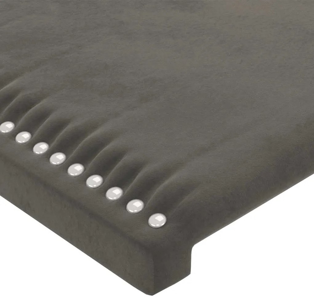 vidaXL Κεφαλάρι Κρεβατιού LED Σκούρο Γκρι 144x5x118/128 εκ. Βελούδινο