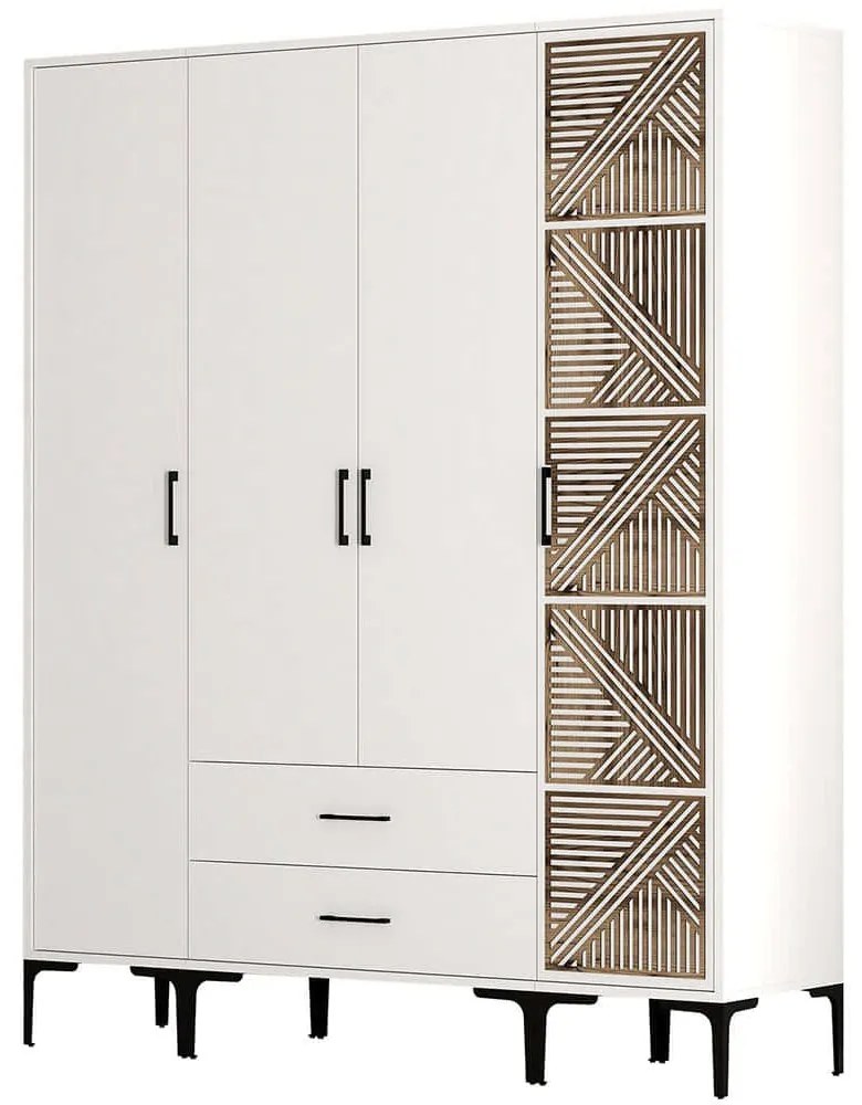 Ντουλάπα Τετράφυλλη Kumsal 845HCT5493 160x47,5x201,4cm White Τετράφυλλη
