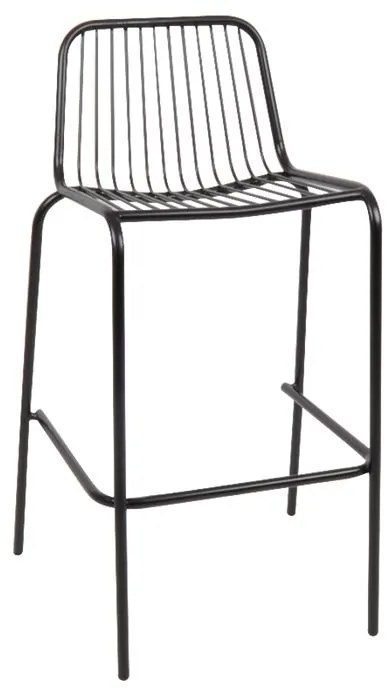 WOODWELL NEXUS Σκαμπό Bar με Πλάτη, Στοιβαζόμενο, Μέταλλο Βαφή Μαύρο 47x51x75/98cm Ε521