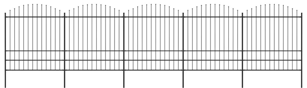 vidaXL Κάγκελα Περίφραξης με Λόγχες Μαύρα (1,75-2) x 8,5 μ. Ατσάλινα