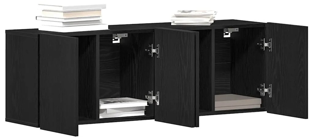 vidaXL Ντουλάπια Τηλεόρασης 2 τεμ. Μαύρο Δρυς 120x30x41 εκ. από Τεχνητό Ξύλο