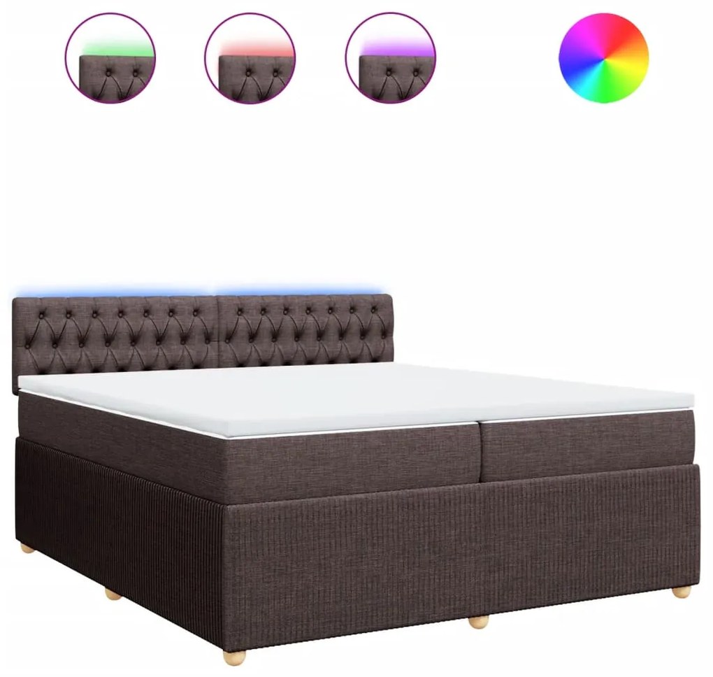 vidaXL Κρεβάτι Boxspring με Στρώμα Σκούρο Καφέ 200x200 εκ. Υφασμάτινο