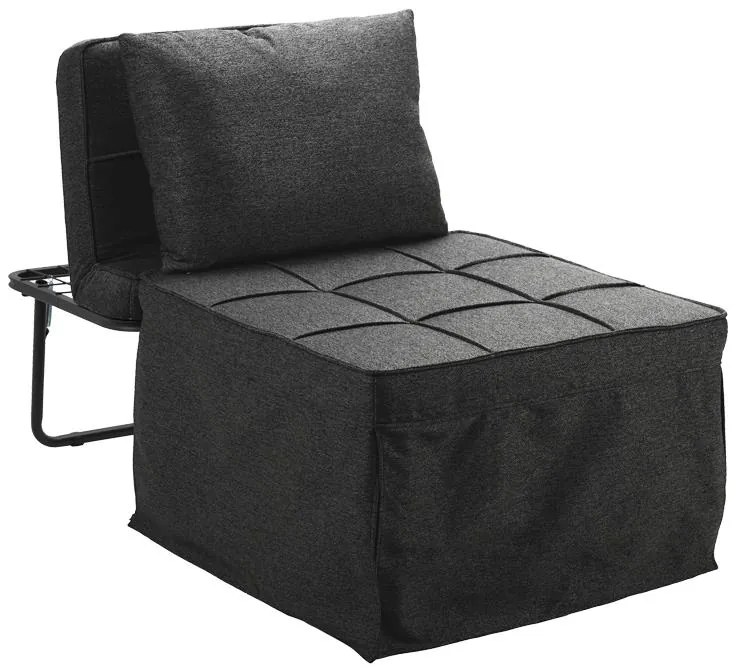 Πολυθρόνα - κρεβάτι Grejio ύφασμα σε ανθρακί απόχρωση κα πόδι μαύρο μέταλλο 70x70x45εκ 95x98x70 εκ.