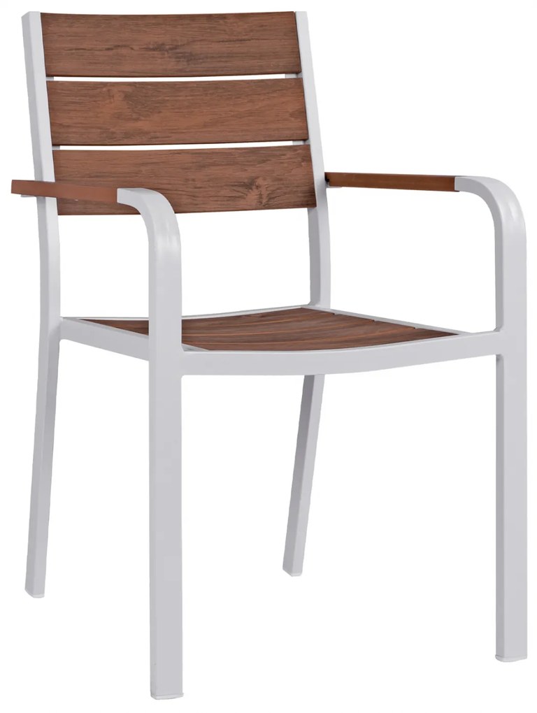 ΠΟΛΥΘΡΟΝΑ ΑΛΟΥΜΙΝΙΟΥ SAGA ΛΕΥΚΗ ΜΕ POLYWOOD HM5127.01 55x56x85Υ εκ. - 0614616 - HM5127.01
