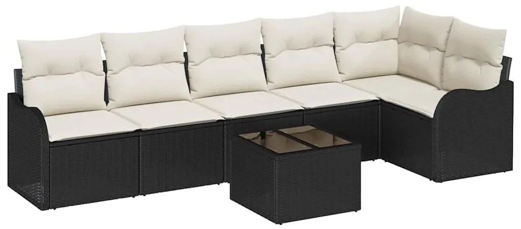 vidaXL Σετ Καναπέ Κήπου με μαξιλάρι 7 pcs Μαύρο Πολυ ράταν