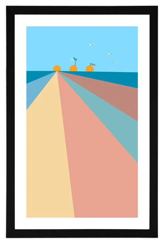 Αφίσα με παρπαστού Χαρωπή πολύχρωμη παραλία - 20x30 black