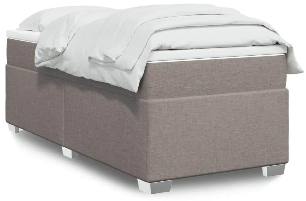 Κρεβάτι Boxspring με Στρώμα Taupe 90x200 εκ. Υφασμάτινο - Μπεζ-Γκρι