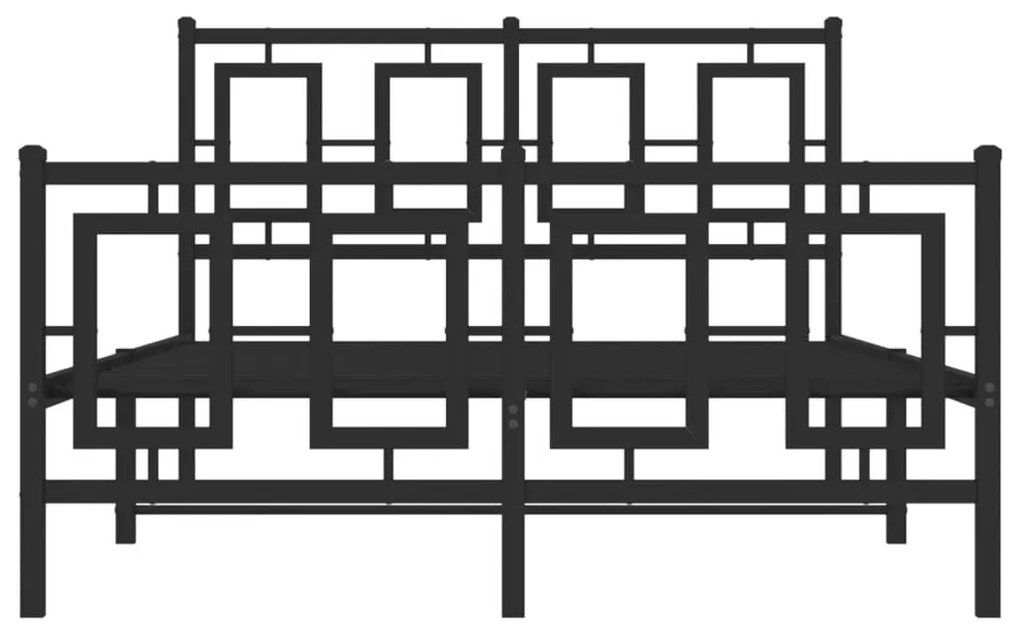 Πλαίσιο Κρεβατιού με Κεφαλάρι&amp;Ποδαρικό Μαύρο 120x190εκ. Μέταλλο - Μαύρο