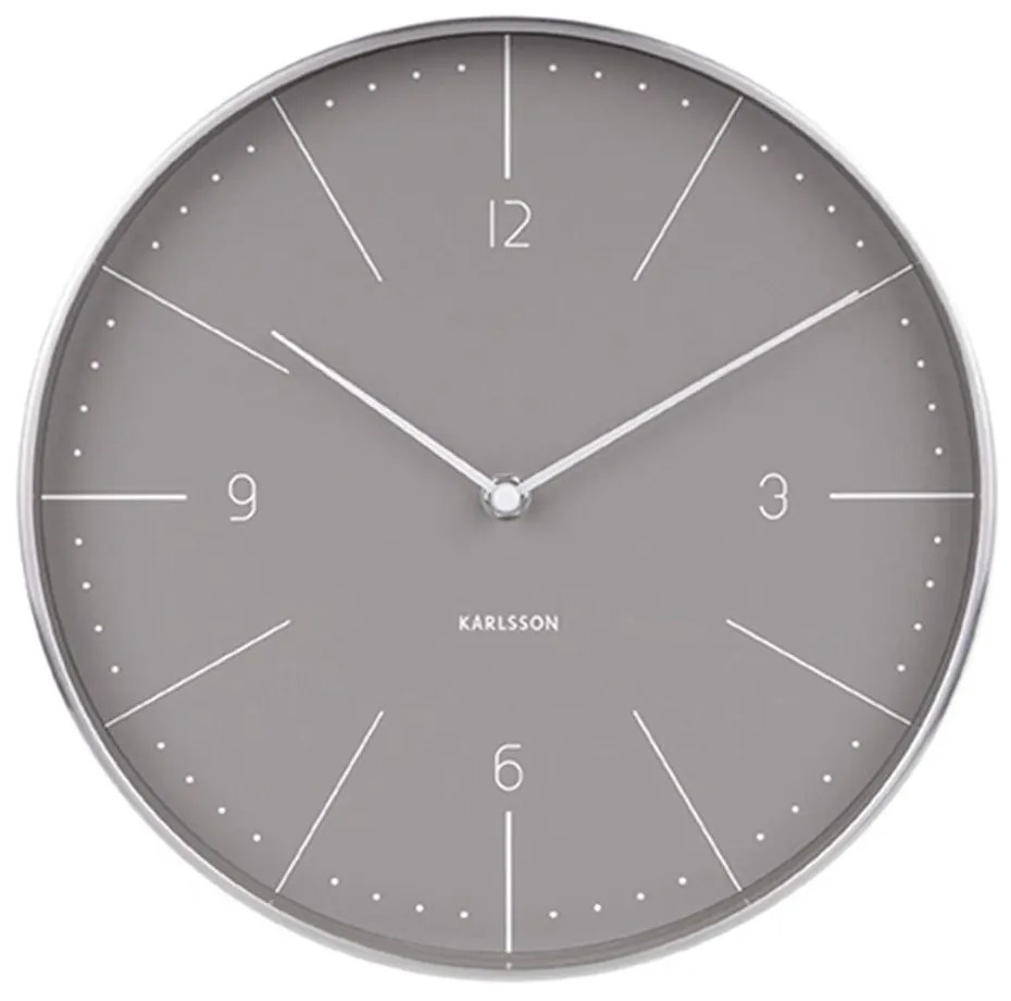Ρολόι Τοίχου Normann Numbers KA5682GY Φ28cm Grey Karlsson Steel