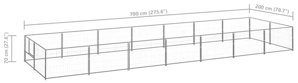 vidaXL Σπιτάκι Σκύλου Ασημί 14 μ² Ατσάλινο
