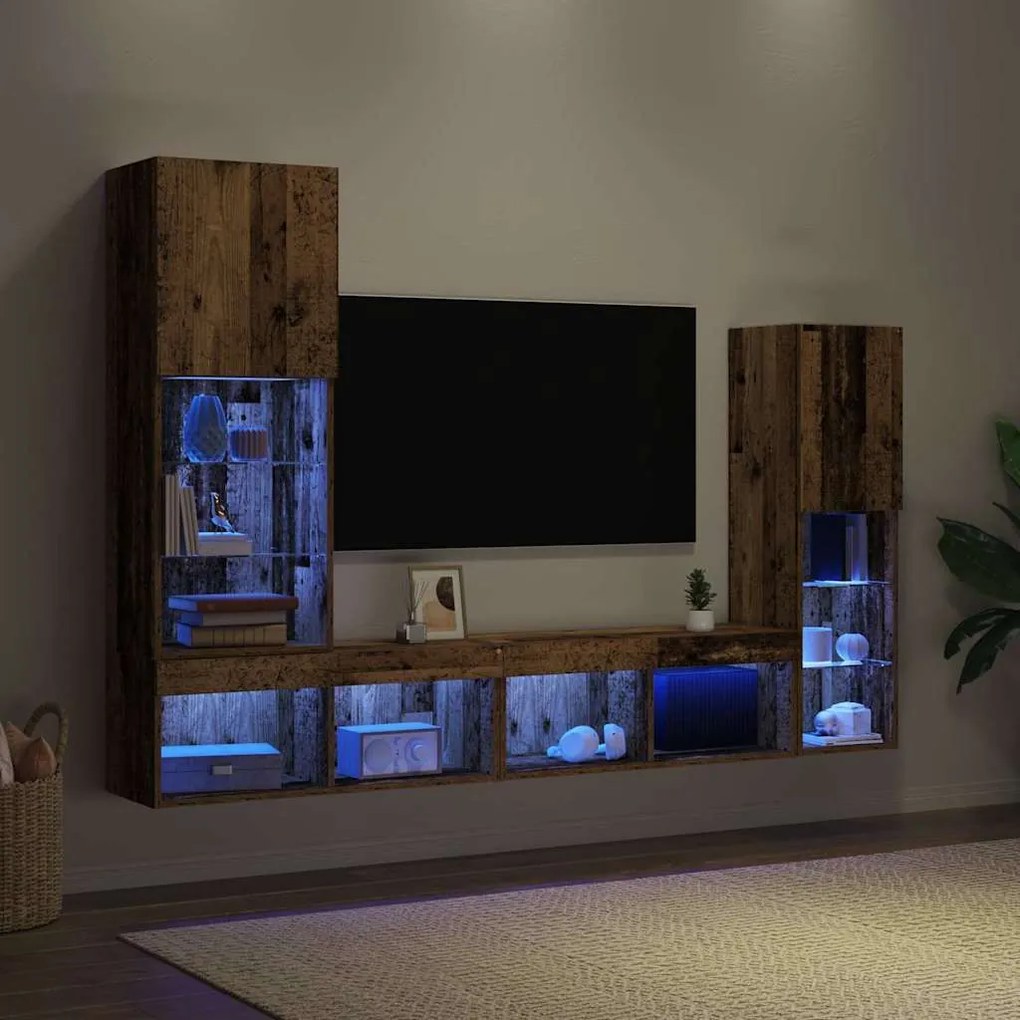 vidaXL Ντουλάπι TV 4 pcs Παλαιό ξύλο 40.5 x 30 x 102 εκ.