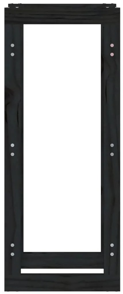 vidaXL Ραφιέρα Καυσόξυλων Μαύρη 41x25x100 εκ. από Μασίφ Ξύλο Πεύκου