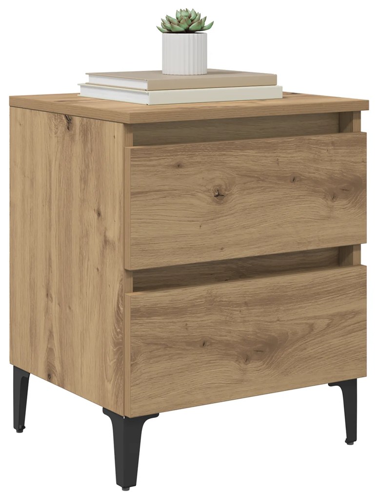 vidaXL Κομοδίνο Καλλιτεχνικό Δρυς 40x35x50 εκ. Επεξεργασμένο Ξύλο