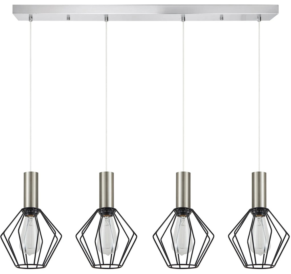 Φωτιστικό Οροφής SE21-NM-4-4NM-GR1 ADEPT TUBE Nickel Matt Pendant Black Metal Grid+ - 51W - 100W - 77-8441