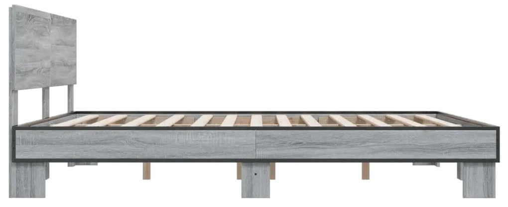 vidaXL Πλαίσιο Κρεβατιού Γκρι Sonoma 180x200 εκ. Επεξ. Ξύλο & Μέταλλο