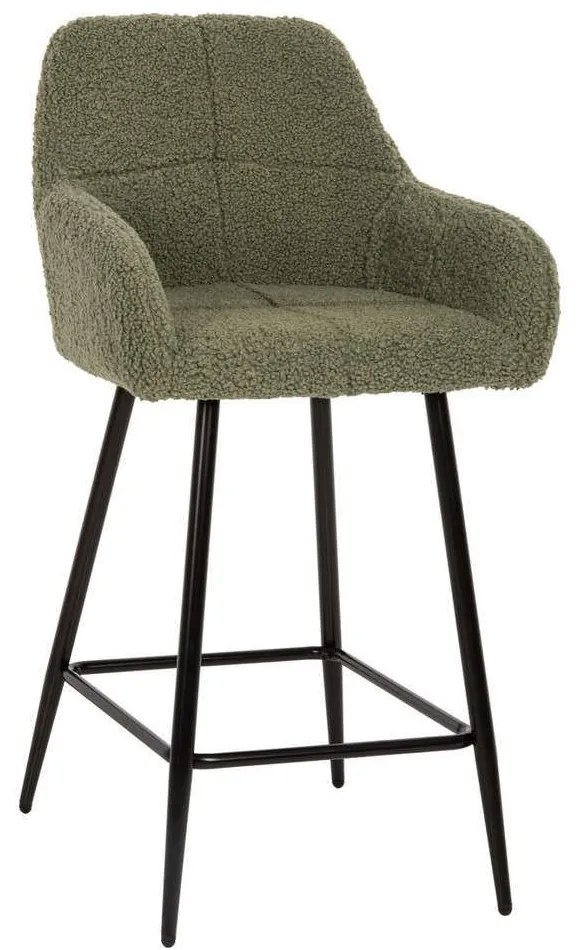 Σκαμπό Μπαρ Strike HM8592.03 Μεσαίου Ύψους 50x50x94,5cm Με Ύφασμα Teddy Green Metal, Fabric