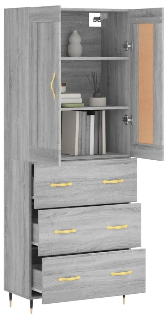 vidaXL Ντουλάπι Γκρι Sonoma 69,5 x 34 x 180 εκ. Επεξεργασμένο Ξύλο