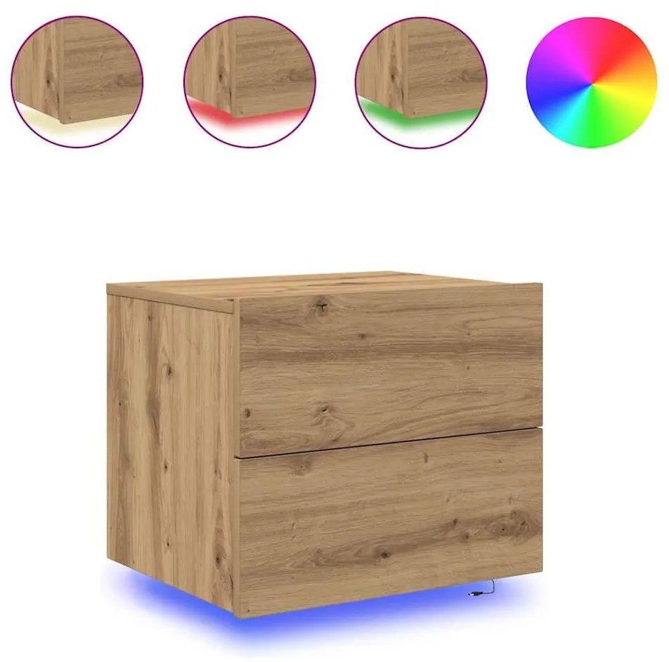 vidaXL Τοίχου κομοδίνο με συρτάρι 2 pcs artisan δρυς 50 x 39 x 41 εκ.