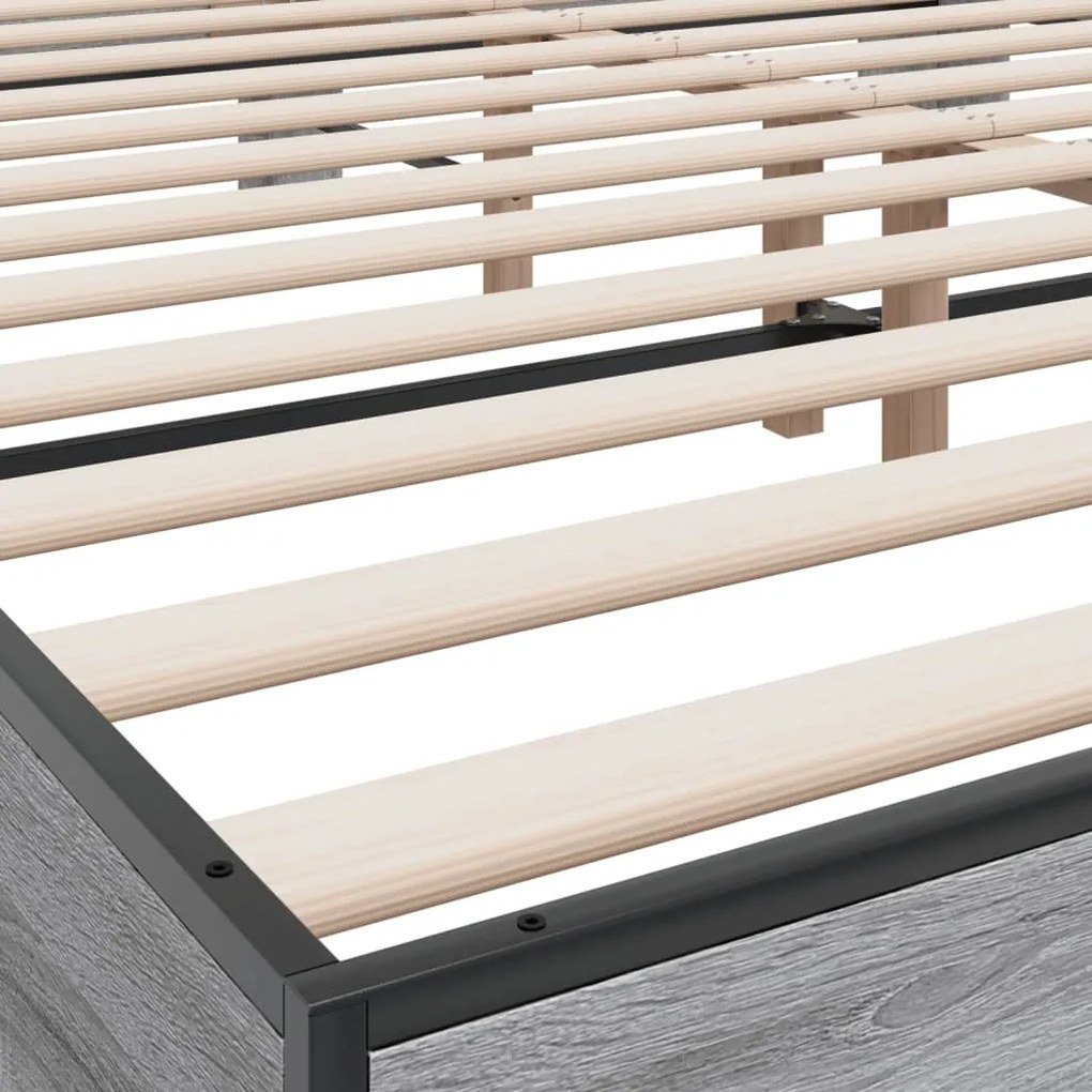 vidaXL Πλαίσιο Κρεβατιού Γκρι Sonoma 200x200 εκ. Επεξ. Ξύλο & Μέταλλο