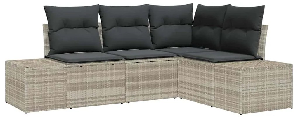 vidaXL Σετ Καναπέ Κήπου 4 pcs Ανοιχτό γκρι Πολυ ράταν