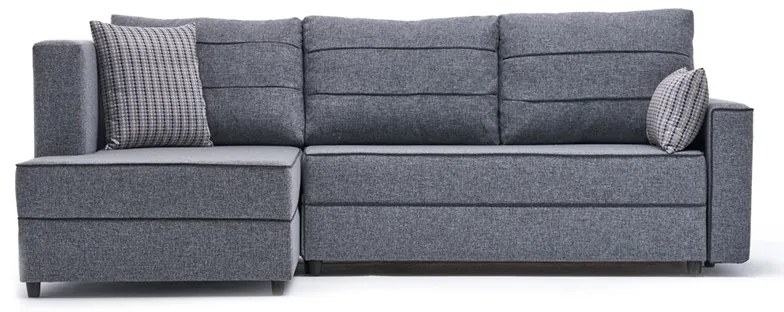 Γωνιακός καναπές κρεβάτι PWF-0524 pakoworld δεξιά γωνία ύφασμα σκούρο γκρι-καρυδί 242x160x88εκ - Ύφασμα - 071-001167