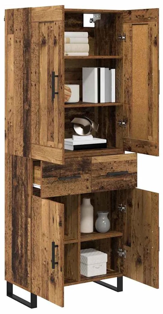 vidaXL Highboard Παλιό ξύλο 69,5 x 34 x 180 εκ. Επεξεργασμένο ξύλο