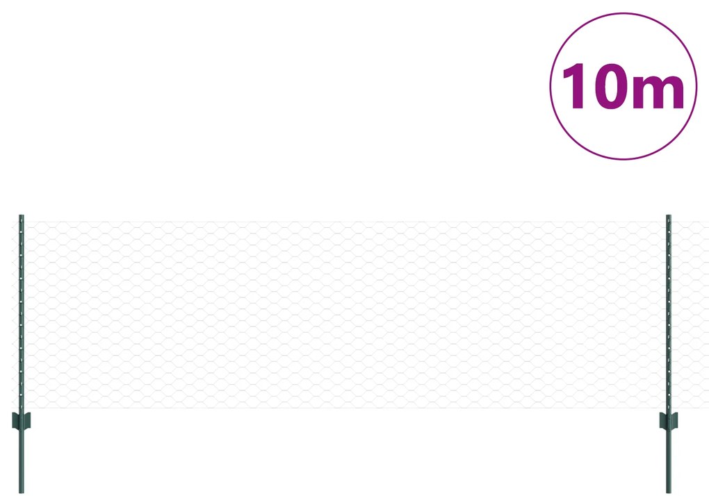 vidaXL Στυλοί Φράκτη 5 τμχ U-Channel Πράσινο 80 εκ. Ατσάλι