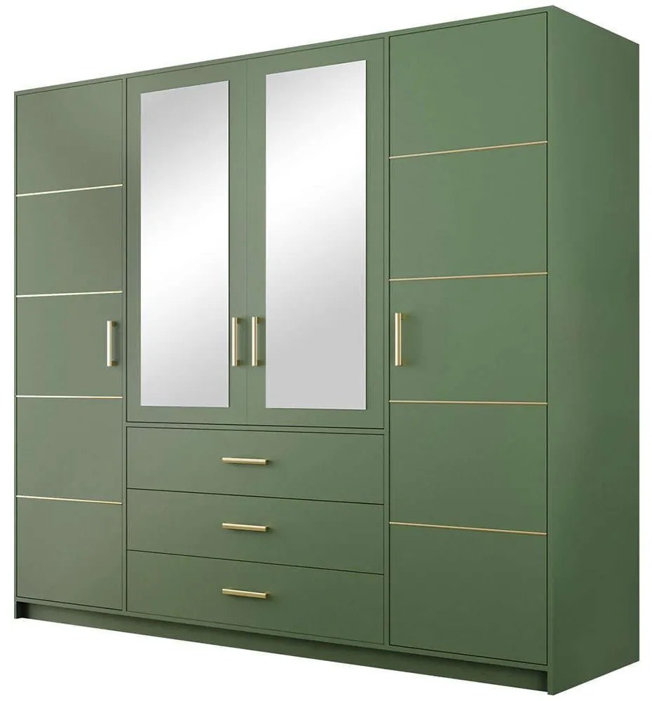 Ντουλάπα Τετράφυλλη Bali 4D 162082829 196x58x200cm Green-Gold Τετράφυλλη