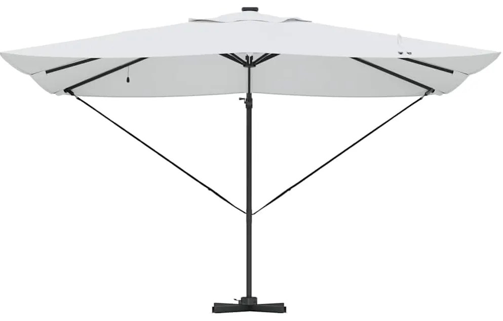 vidaXL Ομπρέλα ηλίου με φώτα λωρίδας LED Άμμος 352 x 251 x 265 εκ.