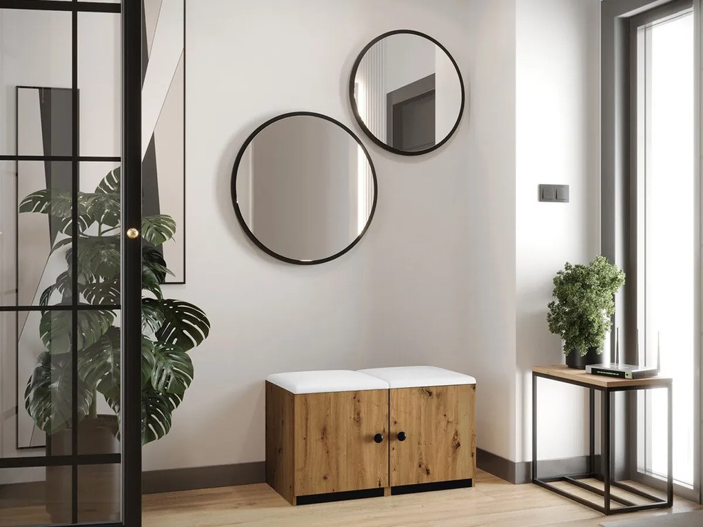 Σετ επίπλων Hartford E106, 84x44cm, 21 kg, Artisan δρυς, Μαύρο, Οικολογικό δέρμα, Πλαστικοποιημένη μοριοσανίδα, Μεμονωμένα μέρη, Άσπρο | Epipla1.gr