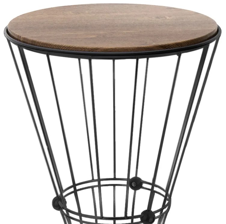 Τραπεζάκι βοηθητικό Girene Megapap μεταλλικό - Mdf χρώμα μαύρο - καρυδί 32x32x58εκ.